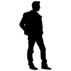 Business man in shirt, vector silhouette