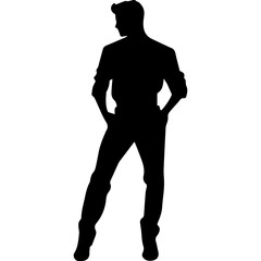 Business man in shirt, vector silhouette