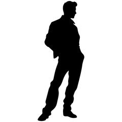 Business man in shirt, vector silhouette