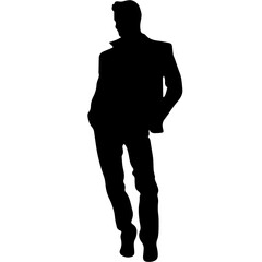 Business man in shirt, vector silhouette