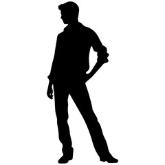 Business man in shirt, vector silhouette