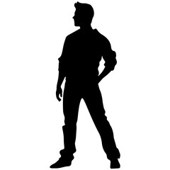 Business man in shirt, vector silhouette
