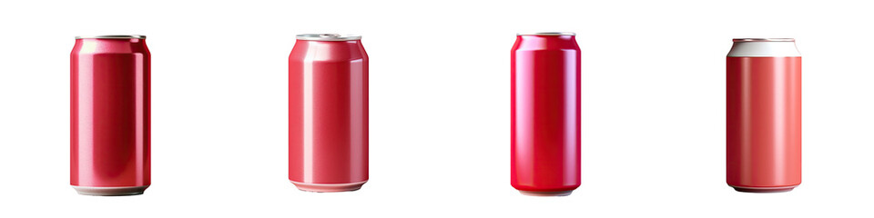 Obraz premium Isolated transparent background with aluminum red soda can