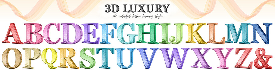 3D luxury colorful letter glossy A-Z uppercase