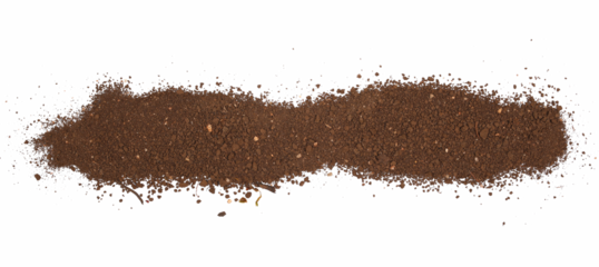 Soil line, dirt scattered isolated on white background and texture, top view
