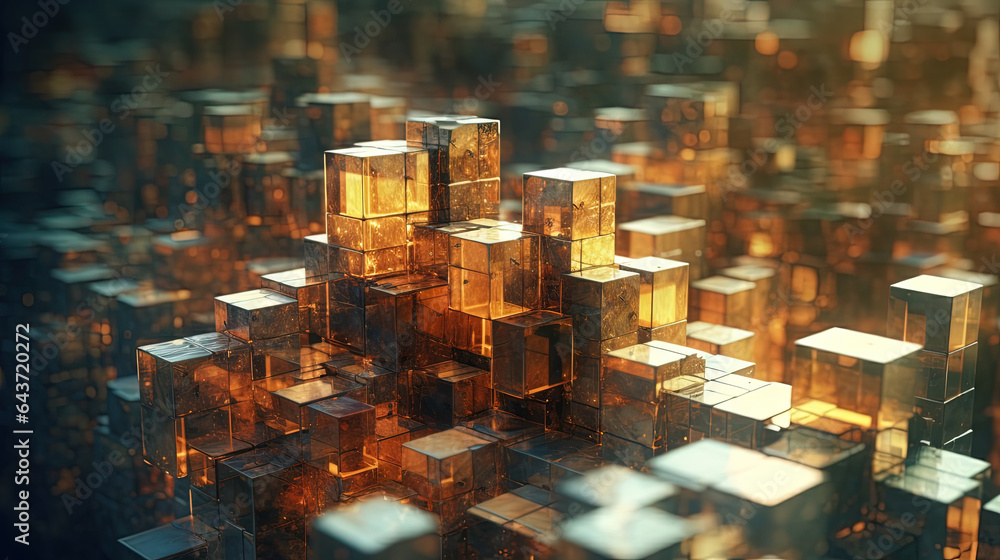Poster Abstract background with structure of cubes. Colorful cubes texture for technology backdrop.