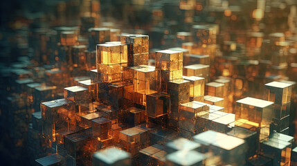 Abstract background with structure of cubes. Colorful cubes texture for technology backdrop.