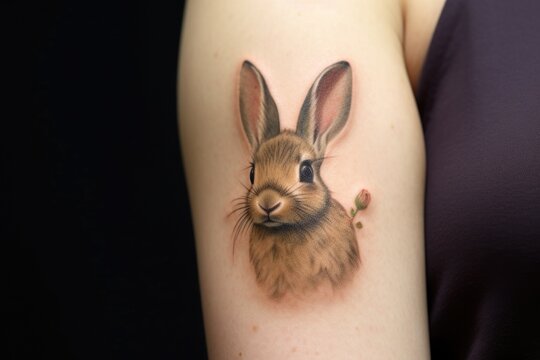 a rabbit with a small, washable tattoo on its ear