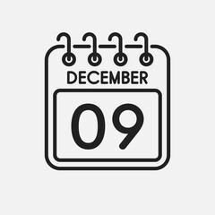 Icon page calendar day - 9 December