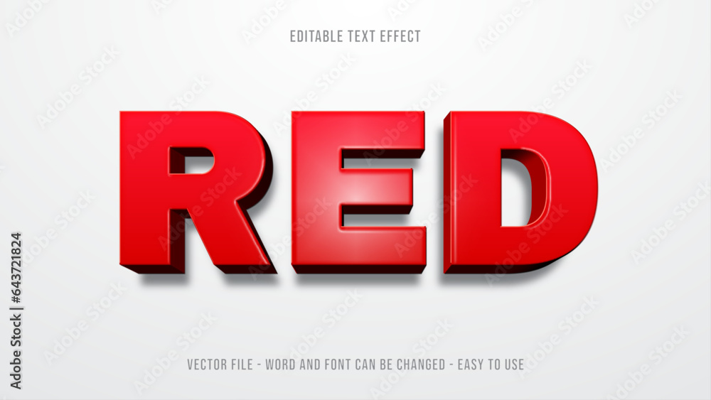 Fototapete Editable text effect red 3d mock up