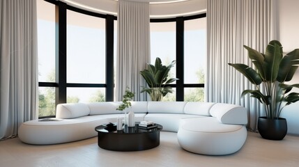 Big and comfortable living room interiors.