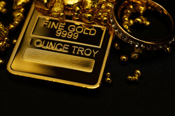 Gold bar gold jewelry pure precious metal for money investment