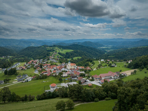 Aerial view of village Vace near Litija, Slovenia