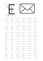 Printable letter E alphabet tracing worksheet