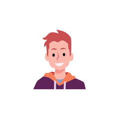 Smiling teenage boy, flat vector illustration isolated on white background.