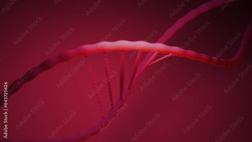 Poster moving 3d dna structure. design. 3d dna chain moving in electronic space. close-up animation of movi
