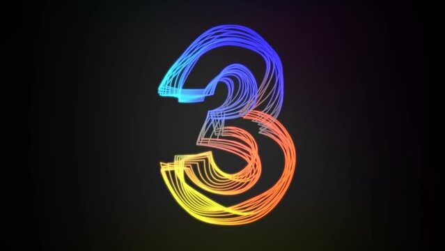 number 3 animated background with neon and echo style.