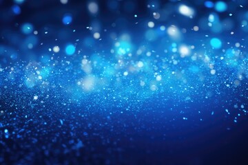 Obraz na płótnie Canvas Blue bokeh light background, Christmas glowing bokeh confetti and sparkle texture overlay for your design. Sparkling blue dust abstract luxury decoration background.