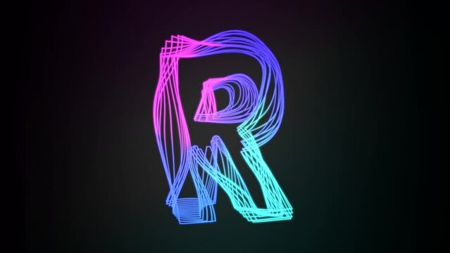 letter R animated background with neon and echo style.
