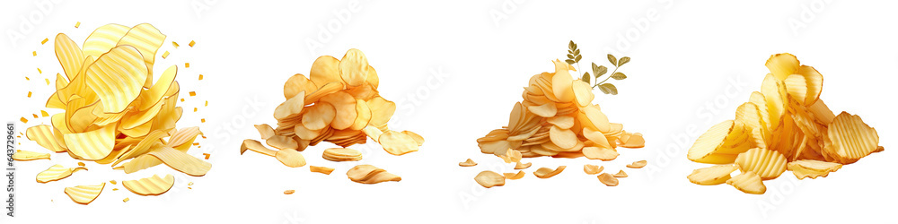 Poster chips and potato design element isolated on a transparent background