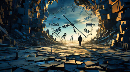 Wander amidst abstract ruins of crystallized time - obrazy, fototapety, plakaty