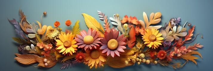 colorful seasonal flowers with beautiful petals with an autumn theme