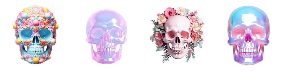 head skull decoration with clarity transparent background
