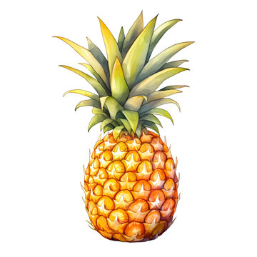 watercolor pineapple isolated on white background