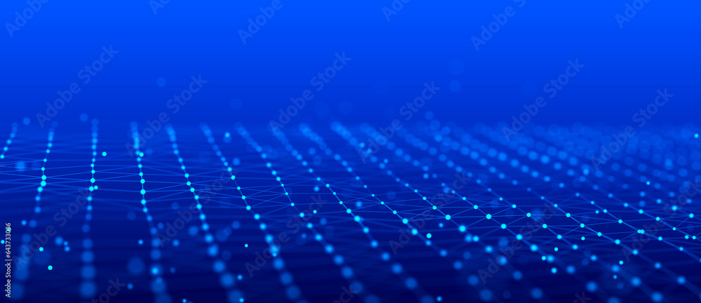 Aufkleber abstract blue futuristic background. technological wave of information data flow. 3d rendering.