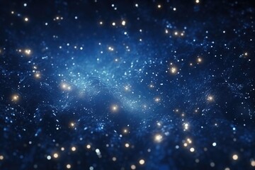 Blue bokeh light background, Christmas glowing bokeh confetti and sparkle texture overlay for your design. Sparkling blue dust abstract luxury decoration background.