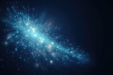 Blue bokeh light background, Christmas glowing bokeh confetti and sparkle texture overlay for your design. Sparkling blue dust abstract luxury decoration background.