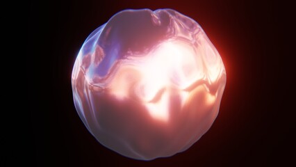 Abstract fluid shape background. Chrome metallic glitter texture. Sunset sky reflection. Water drop. Photorealistic wallpaper. Computer Graphics Render. 3D 4K illustration