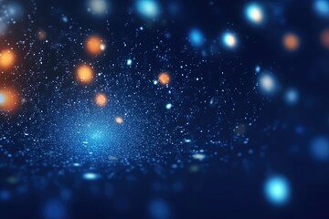 Obraz premium Blue bokeh light background, Christmas glowing bokeh confetti and sparkle texture overlay for your design. Sparkling blue dust abstract luxury decoration background.