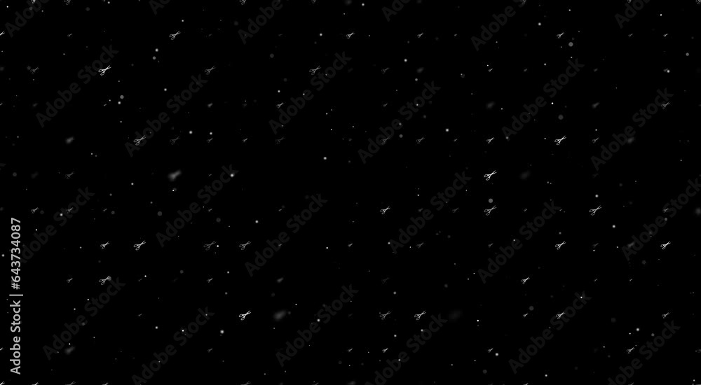 Poster template animation of evenly spaced scissors symbols of different sizes and opacity. animation of tr