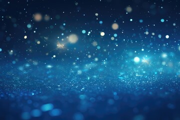 Obraz na płótnie Canvas Blue bokeh light background, Christmas glowing bokeh confetti and sparkle texture overlay for your design. Sparkling blue dust abstract luxury decoration background.
