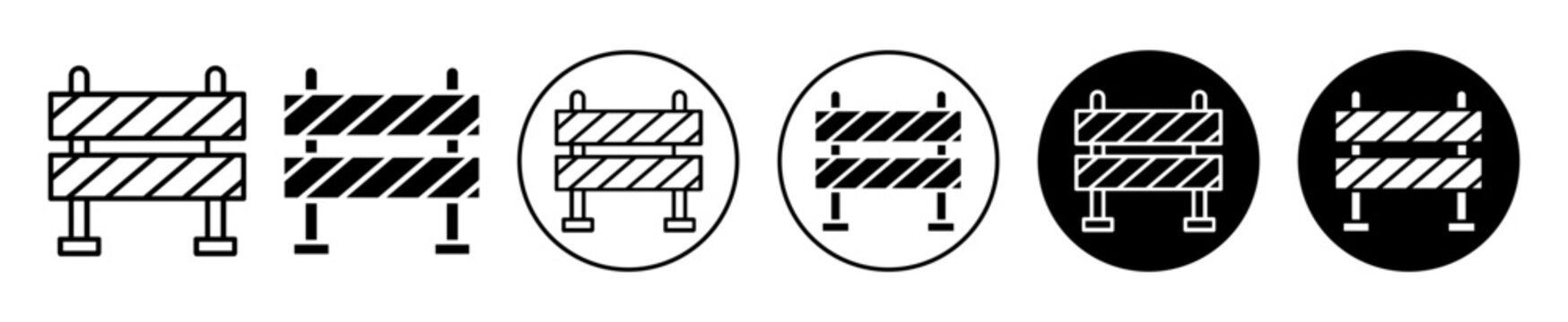 Entry Barrier icon set. closed road safety hazard Barrier vector symbol. roadblock barricade sign in black filled and outlined style.