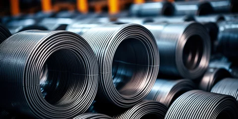 Fotobehang Rolls of aluminum metal fittings. Heavy industry production   © Александр Марченко