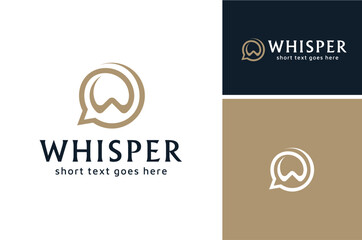 Initial Letter W with Bubble Chat for Welcome Whisper Words Talk Message Conversation Communication Phone Apps Icon Logo Design