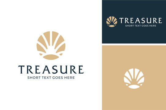 Beauty Luxury Elegant Circular Sea shells Oyster Scallop Shell Oyster Cockle Clam Mussel seashell logo design