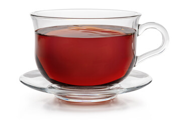 Cup of black tea on white background. File contains clipping path.