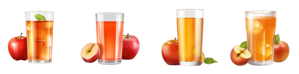 Fototapeta premium Apple Juice clipart collection, vector, icons isolated on transparent background