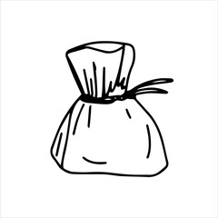 Bag silhouette. Vector hand-drawn. Sketch, template, icon, sketch, logo, clipart.