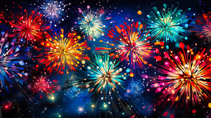 Naklejka premium Marvel at the spectacle of abstract retro floral fireworks,