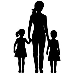 Mother and Child Silhouette. Vector Illustration