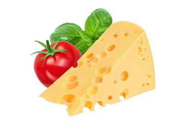 piece of cheese isolated on white background with full depth of field