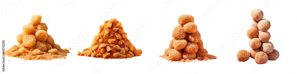 Poster isolated pile of nuts with breadcrumb coating transparent background