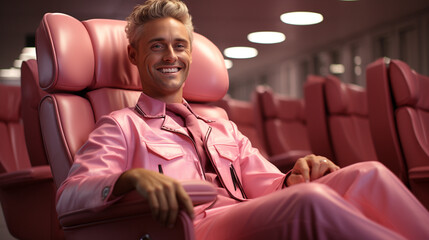 Pink Paradise: Smiling Man in Pink Suit 