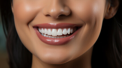 Radiant Smile: Closeup of Young Woman's Beautiful White Teeth