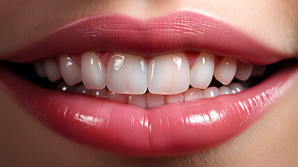 Captivating Smile: Closeup of Woman's Beautiful White Teeth