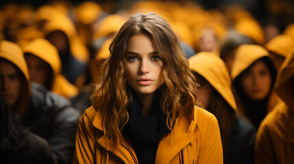 Radiant Woman in Yellow Coat